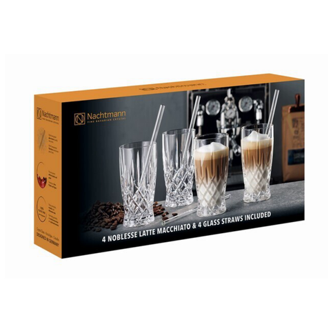 Nachtmann Noblesse Latte Macciato Set/ 4+4 Glastrinkhalme
